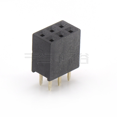 Pitch 2.54mm 180° 双排 DIP Y型排母 H8.5W5.0 PC:3.1 2X03Pin 黑色 镀全金G/F